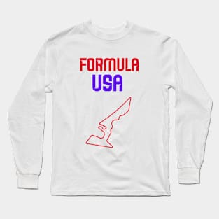 Formula USA Racing Circuit Car Map Grand Prix Race Long Sleeve T-Shirt